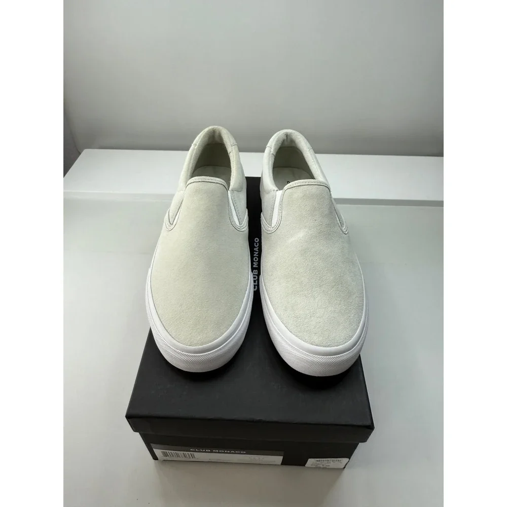 Club Monaco‎ Mens Silky Suede Slip On Sneakers Pale Grey 9.5D NEW